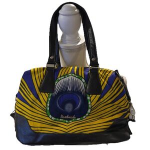 Handmade Peacock Ankara Print Padded‎ Satchel Handbag Boho Hippie Psychedelic